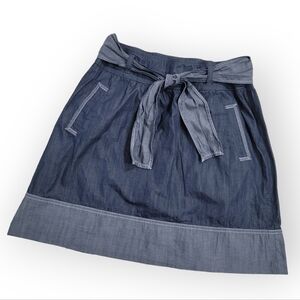 Ann Taylor Loft Blue & Gray Chambray Color block skirt with Pockets Size 8P